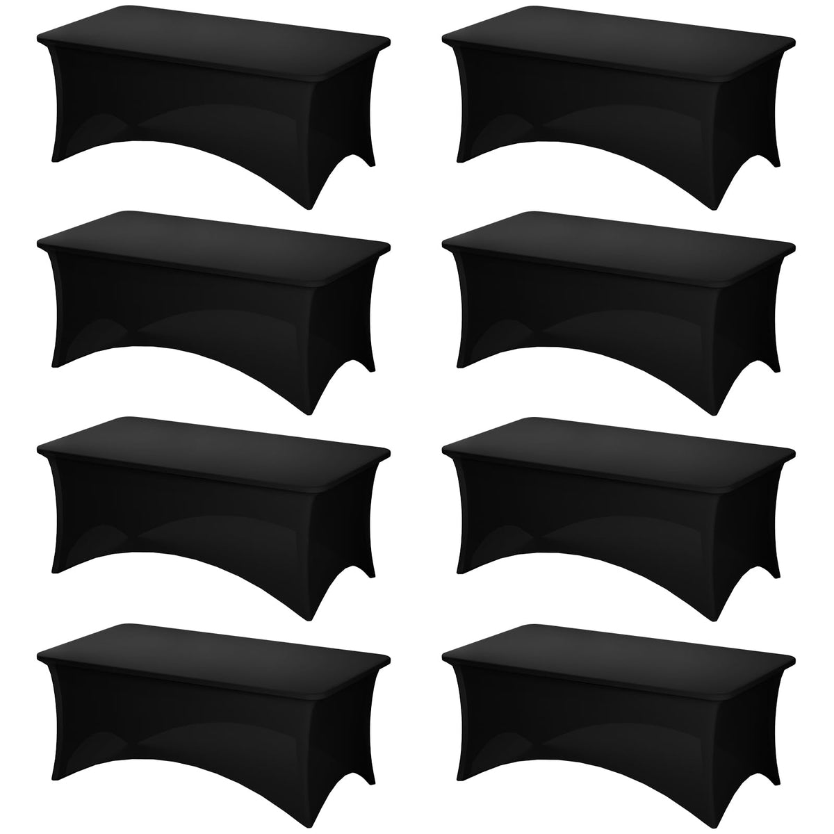 Fixwal 2 Pack 6FT Black Tablecloth Rectangle Spandex Fitted Table Cover