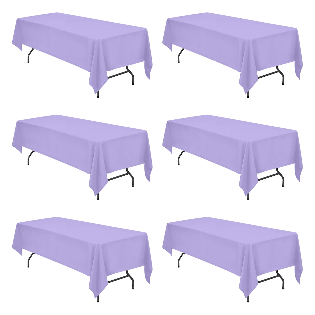 BRILLMAX 6 Pack Ivory Tablecloths 90x132 Inch for 6ft Rectangle Tables