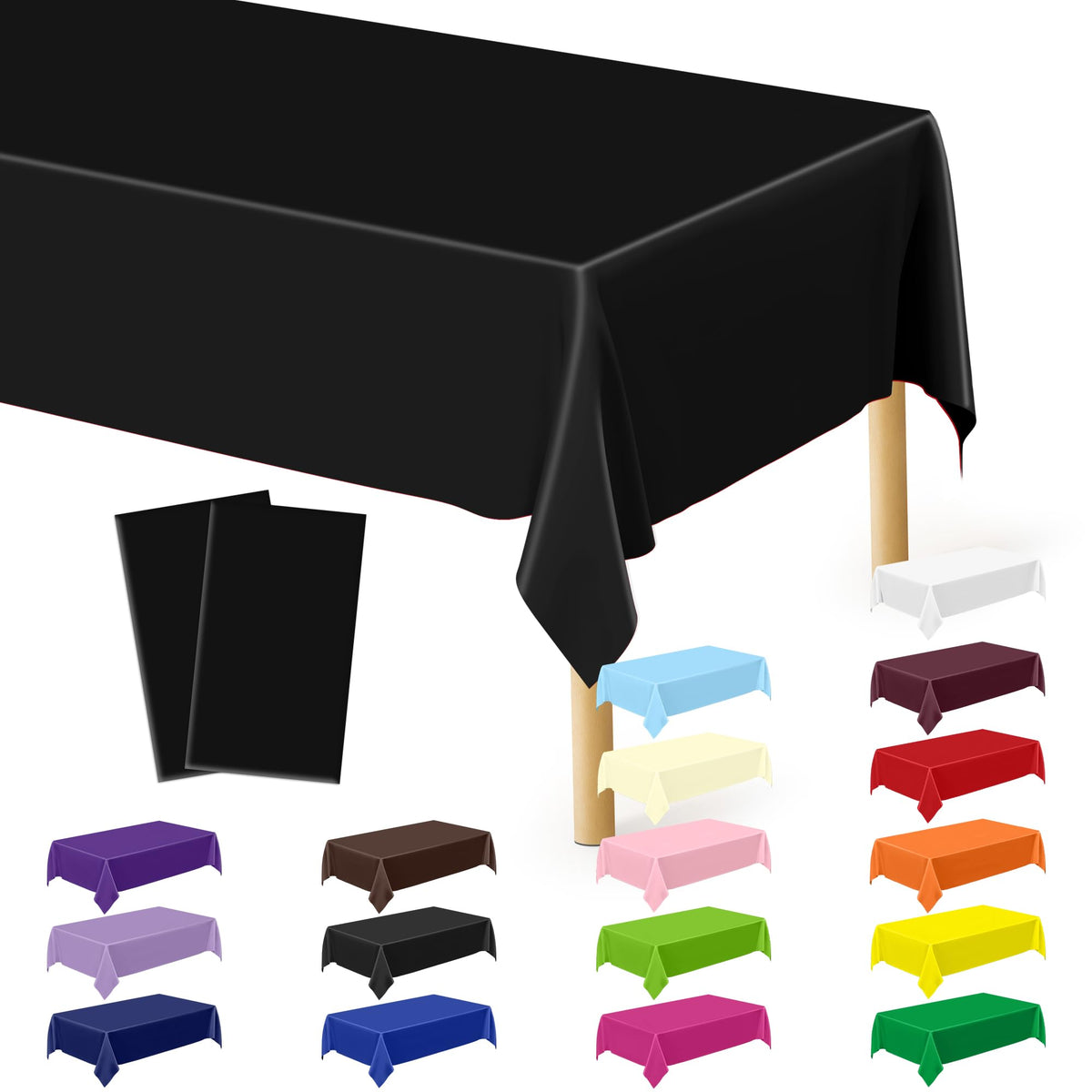 QZYL 4 Packs White Plastic Tablecloth, Large Sturdy Disposable Table Cloth
