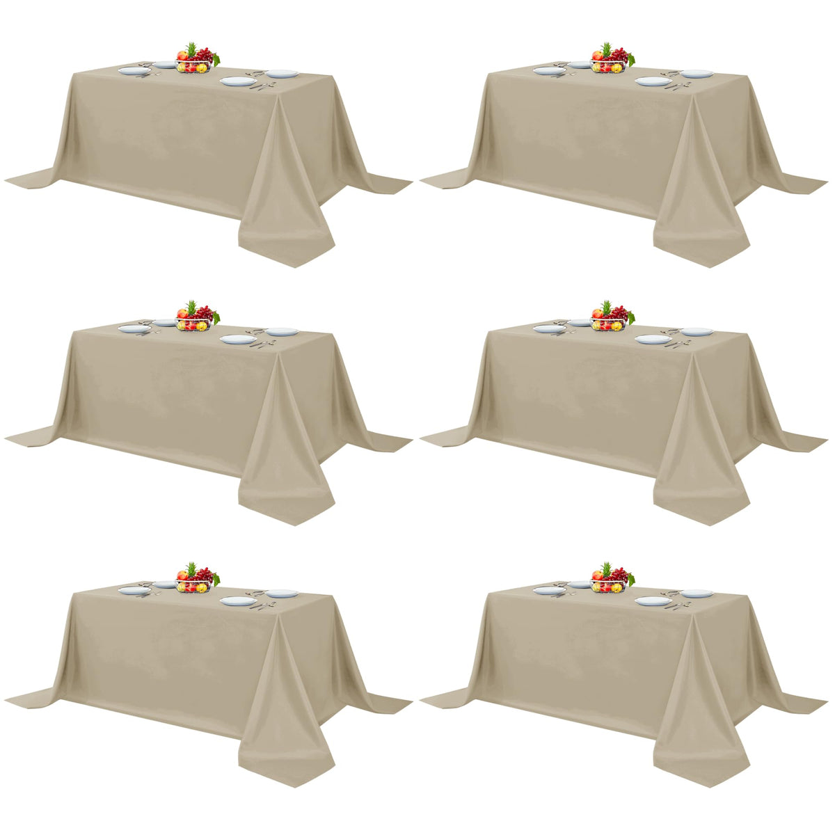 Fitable 6 Pack White Table Cloths 70x120 Inch for 6-8 Ft Rectangle Tables