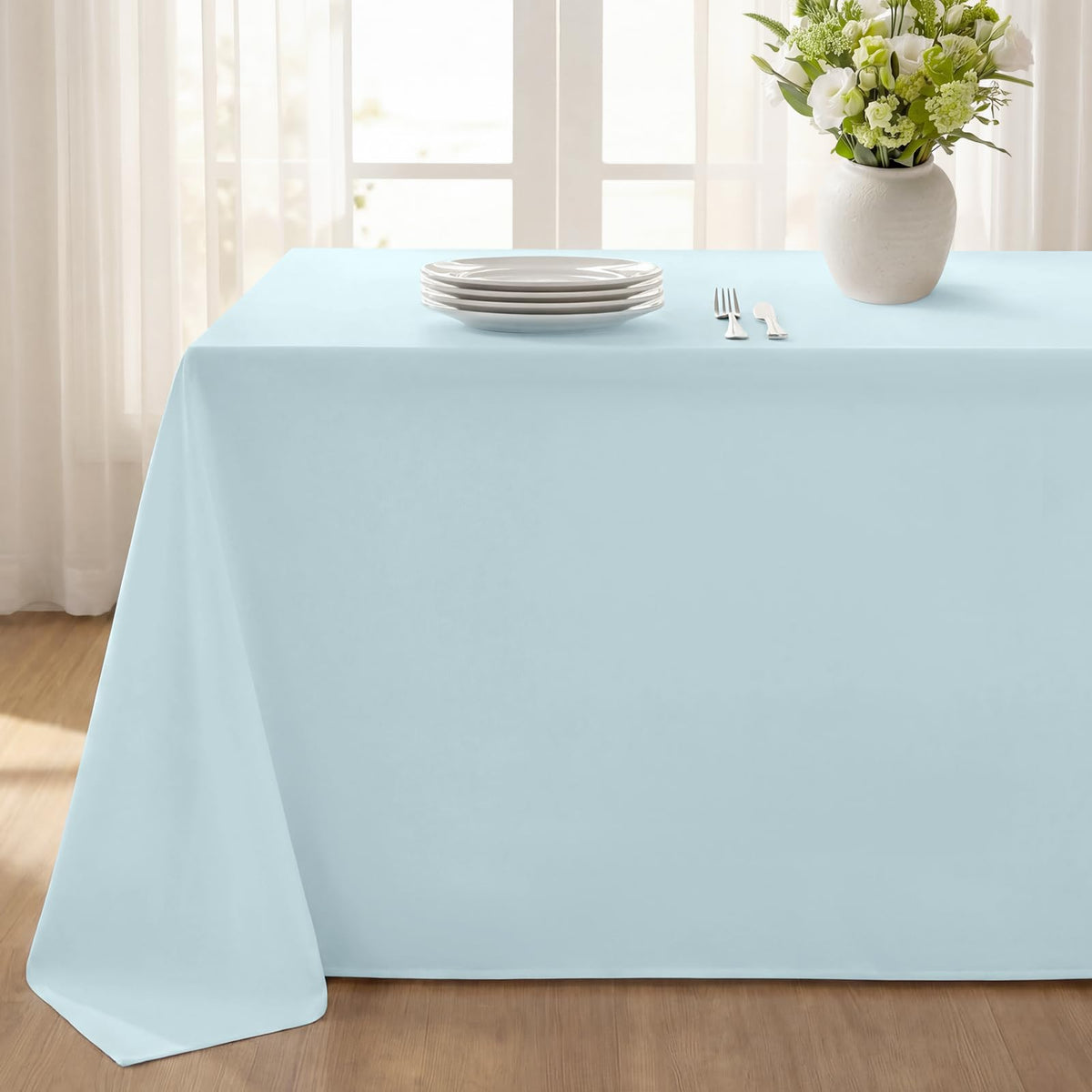 Softalker Rectangle Tablecloth, Waterproof Table Cloths Wrinkle Free Fabric Washable Polyester Table Cover for Dining Party Outdoor Camping Wedding - 60 x 84 inch, Black
