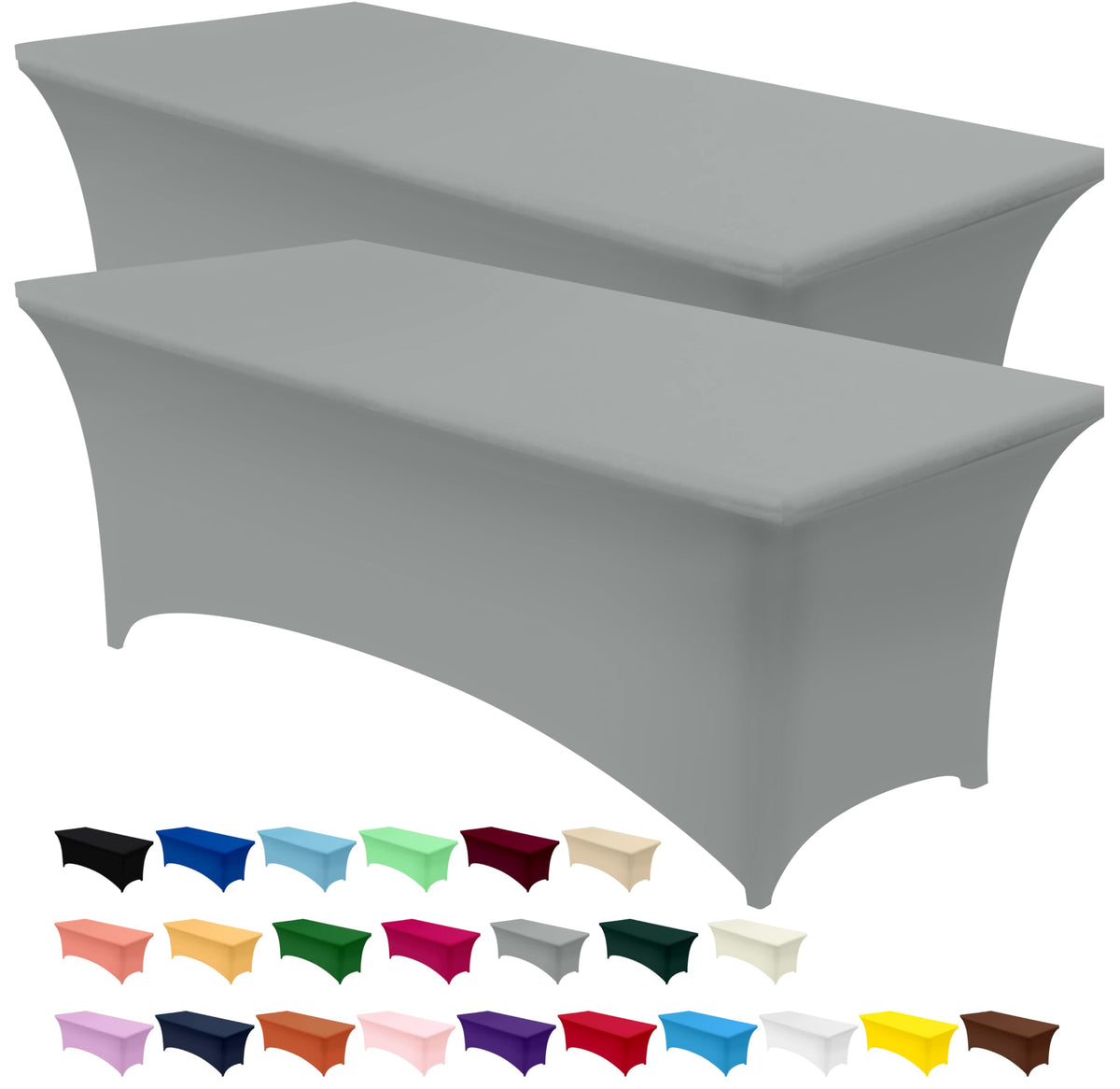 Utopia Kitchen Spandex Tablecloth 2 Pack [6FT, Black] Tight, Fitted, Washable and Wrinkle Resistant Stretch Rectangular Patio Table Cover for Event, Wedding, Banquet & Parties [72Lx30Wx30H Inch]