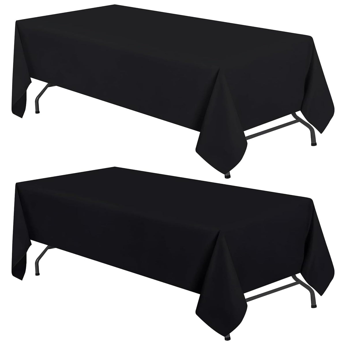 WEALUXE White Table Cloths for 6 Foot Rectangle Tables, 2-Pack, 60x102 inches, Water, Stain and Wrinkle Resistant, 200 GSM Washable Poly Fabric Tablecloths Rectangular, Elegant and Durable