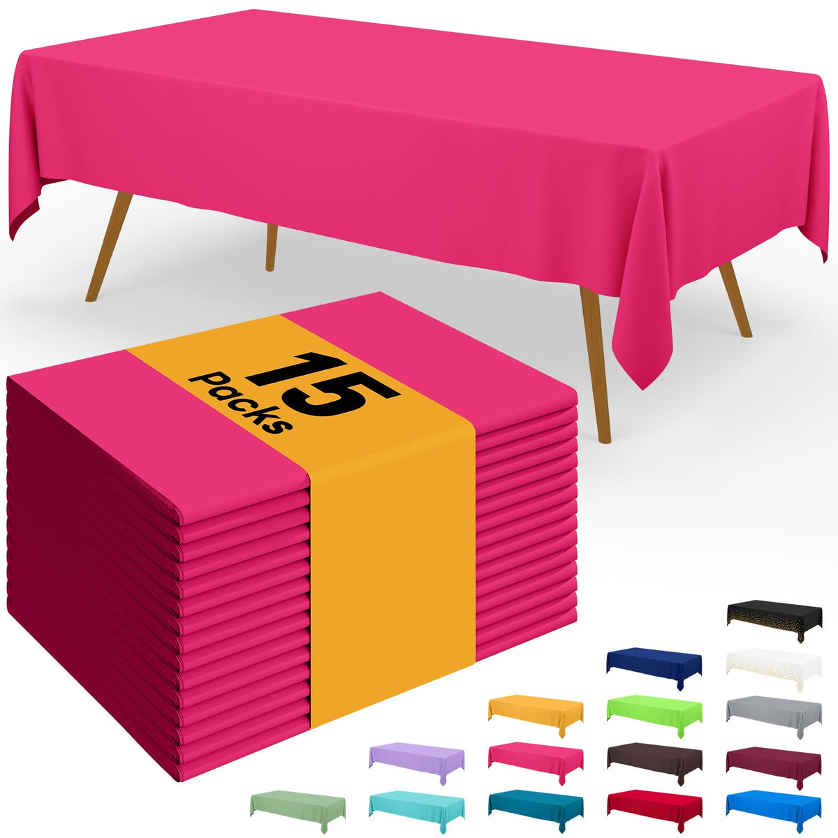 Smiry Disposable Table Cloth - 6 Pack, 54 x 108 Inch Waterproof Rectangle Tablecloths for Parties, Decorative Plastic Table Cover, Leakproof & Sturdy, White