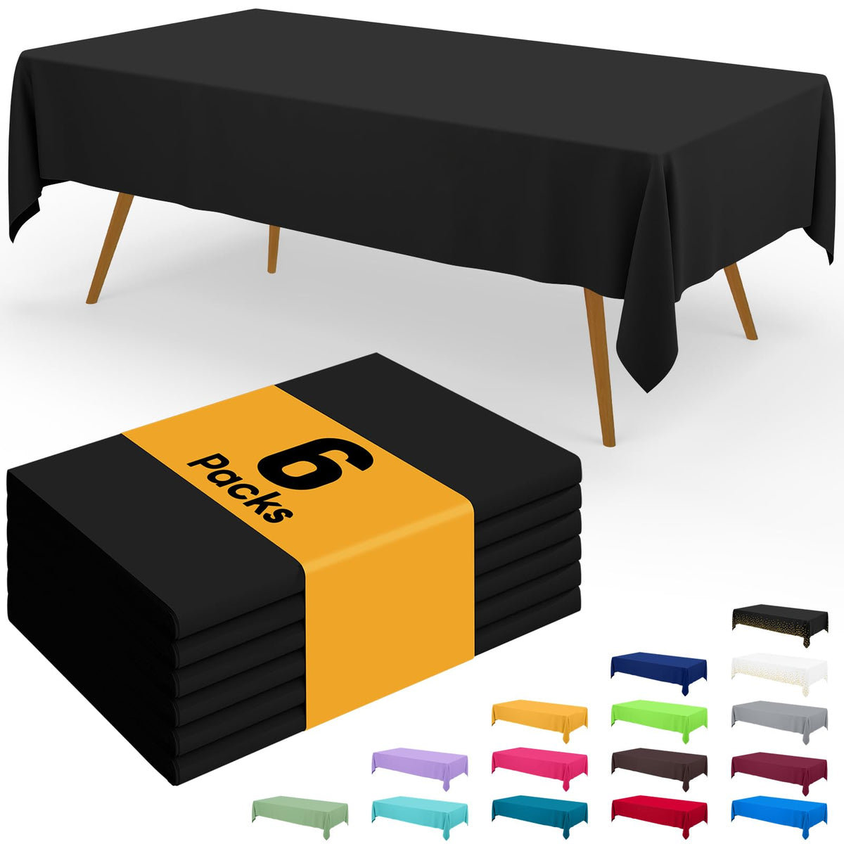 Smiry Disposable Table Cloth - 6 Pack, 54 x 108 Inch Waterproof Rectangle Tablecloths for Parties, Decorative Plastic Table Cover, Leakproof & Sturdy, White