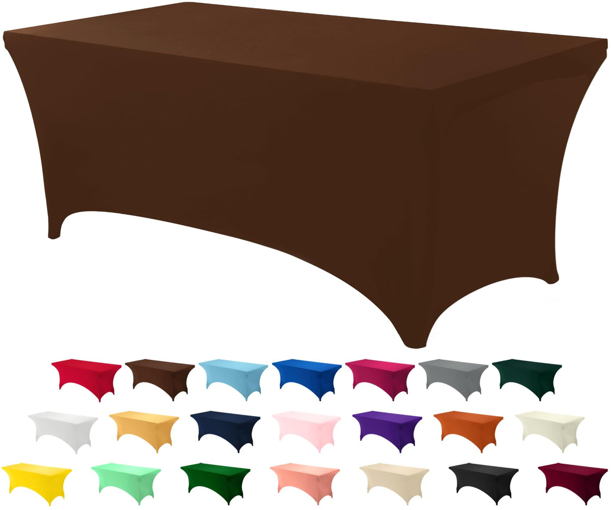 Utopia Kitchen Spandex Tablecloth 2 Pack [6FT, Black] Tight, Fitted, Washable and Wrinkle Resistant Stretch Rectangular Patio Table Cover for Event, Wedding, Banquet & Parties [72Lx30Wx30H Inch]