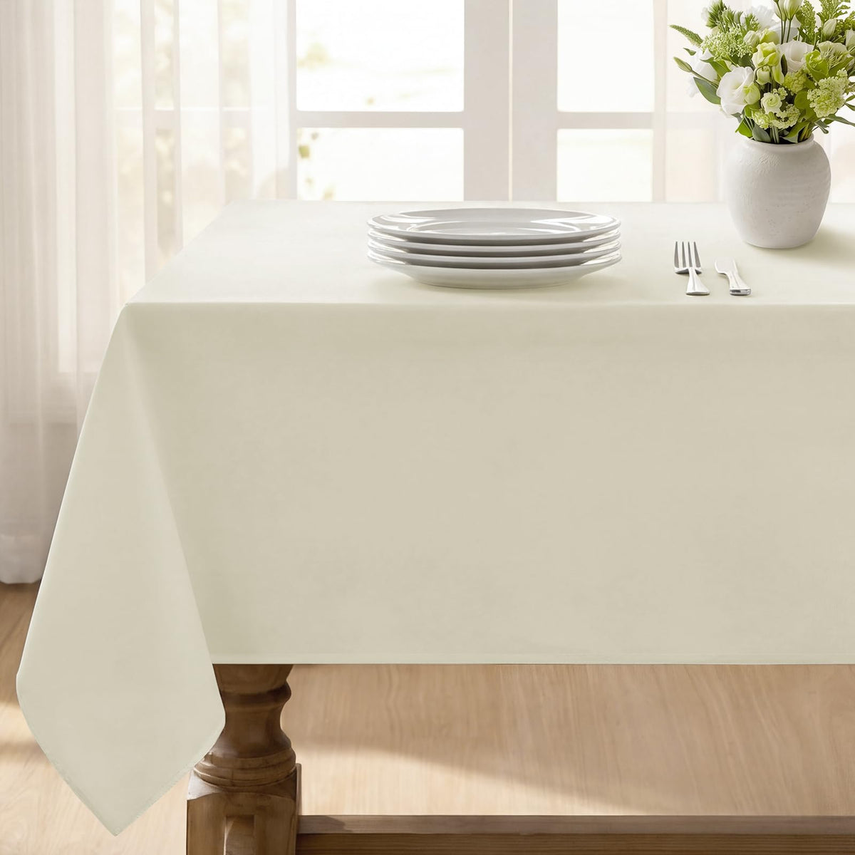Softalker Rectangle Tablecloth, Waterproof Table Cloths Wrinkle Free Fabric Washable Polyester Table Cover for Dining Party Outdoor Camping Wedding - 60 x 84 inch, Black