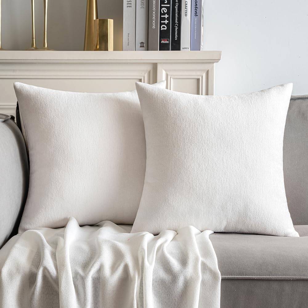 MIULEE Pack of 2 Beige Decorative Pillow Covers 18x18 Inch