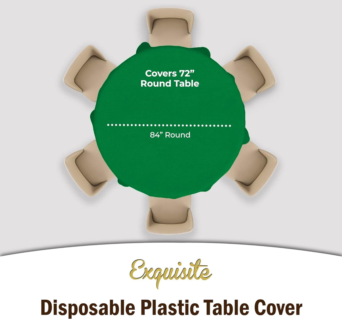 Exquisite 12-Pack Premium Plastic Tablecloth 12-Pack Premium Plastic Tablecloth 84in. Round Table Cover - Emerald Green