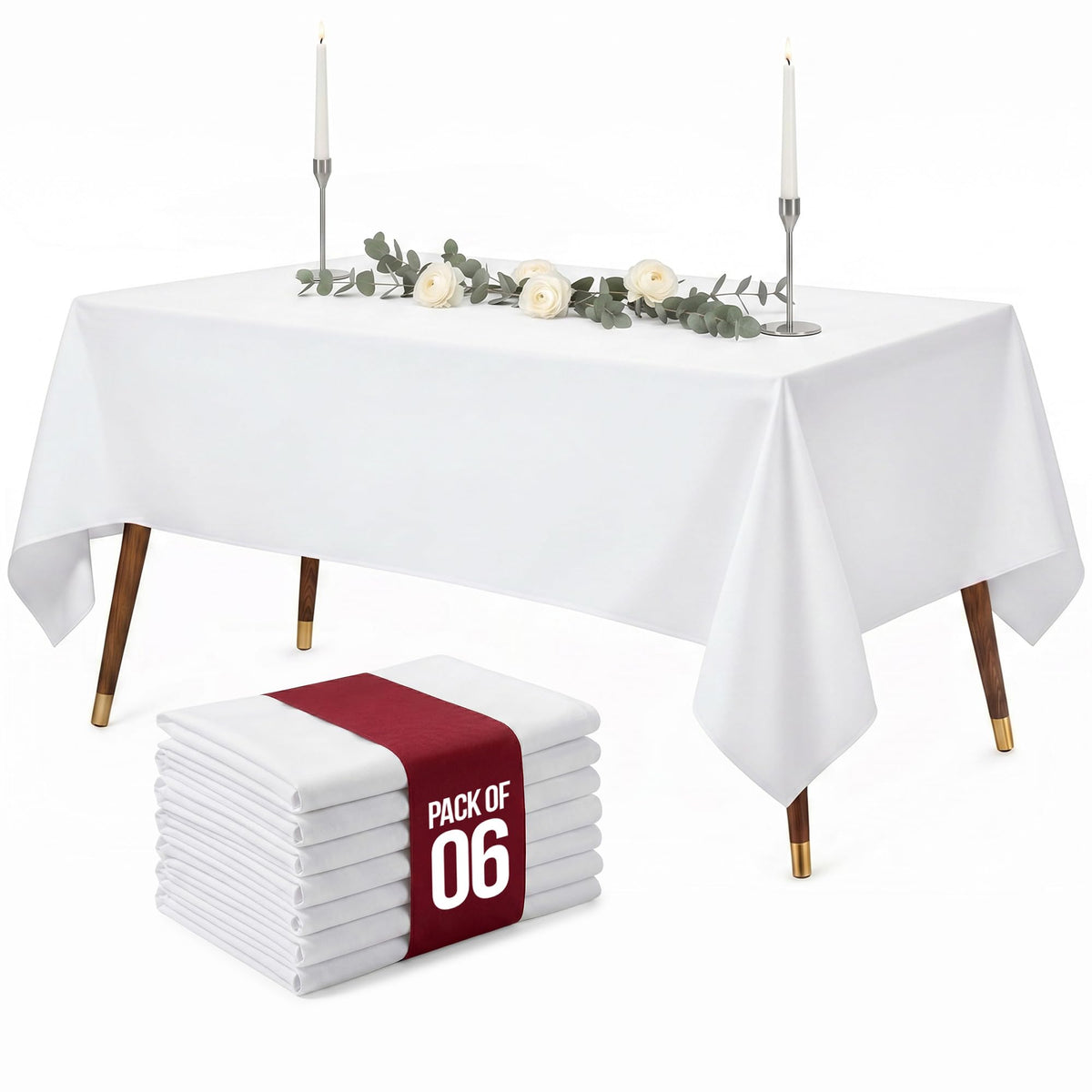 Utopia Kitchen Rectangle Table Cloth 2 Pack [60x102 Inches, White]