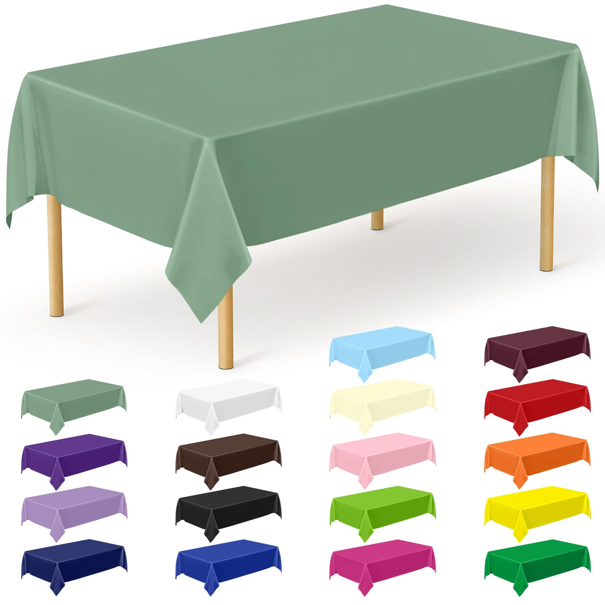 QZYL 4 Packs White Plastic Tablecloth, Large Sturdy Disposable Table Cloth