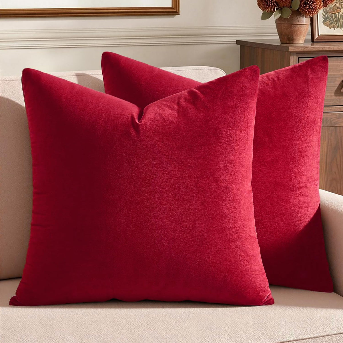 MIULEE Velvet Throw Pillow Covers 18x18 Inch Pack of 2 Dark Blue