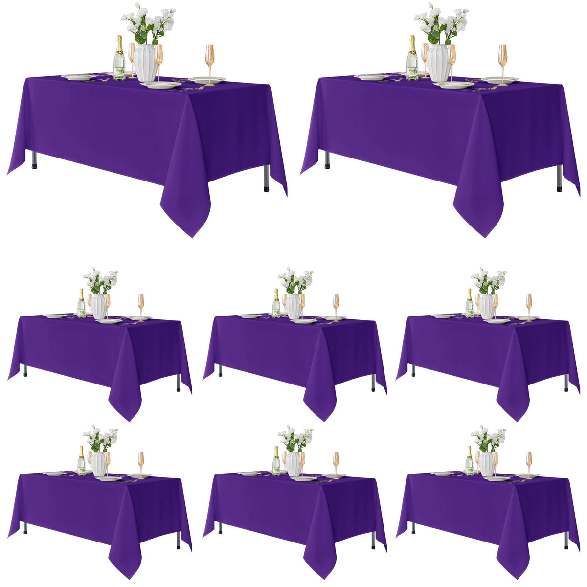 Fitable 6 Pack White Table Cloths 70x120 Inch for 6-8 Ft Rectangle Tables
