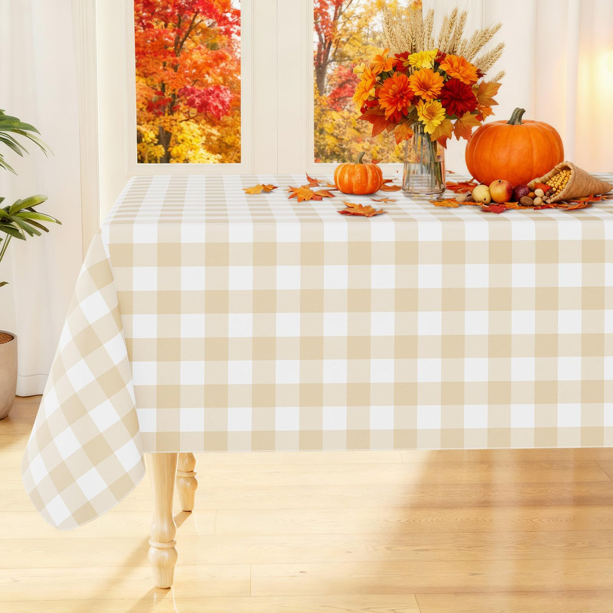 Smiry Picnic Table Cloth, Vinyl Tablecloths with Flannel Backing, 60"x84"