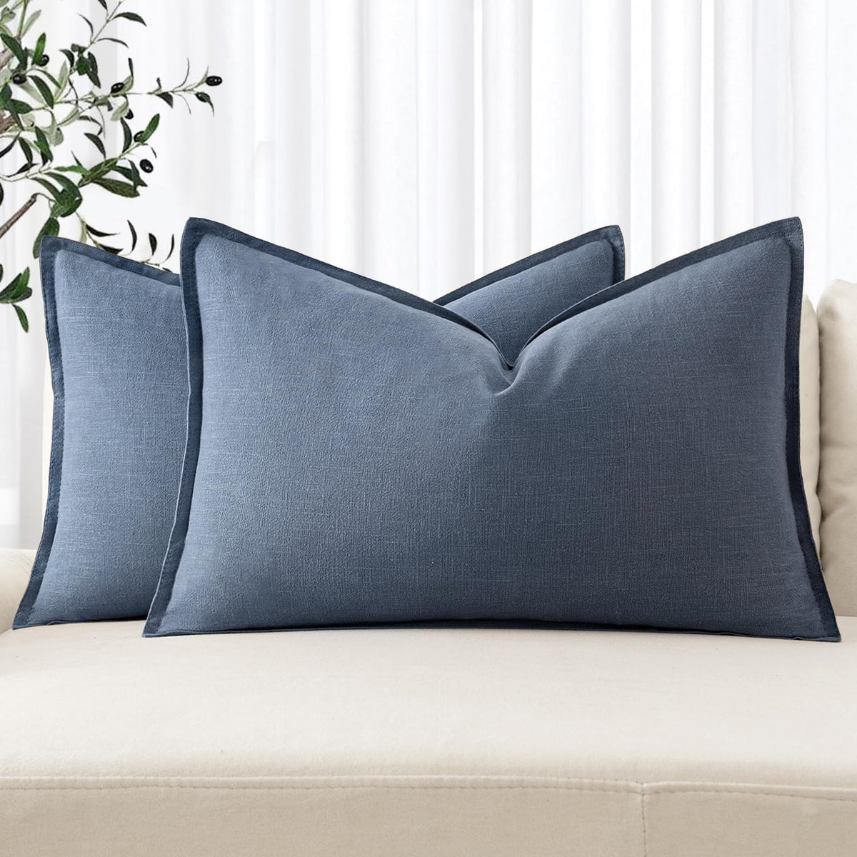 MIULEE Decorative Linen Euro Sham Pillow Covers 24x24 Natural Beige