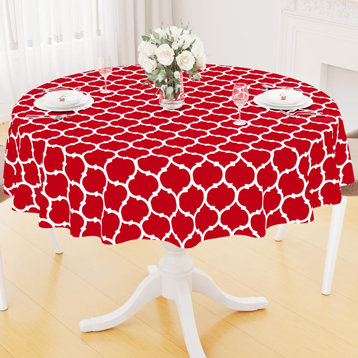 Smiry Rectangle Table Cloth, Flannel Backed Vinyl Tablecloth, 60"x84"