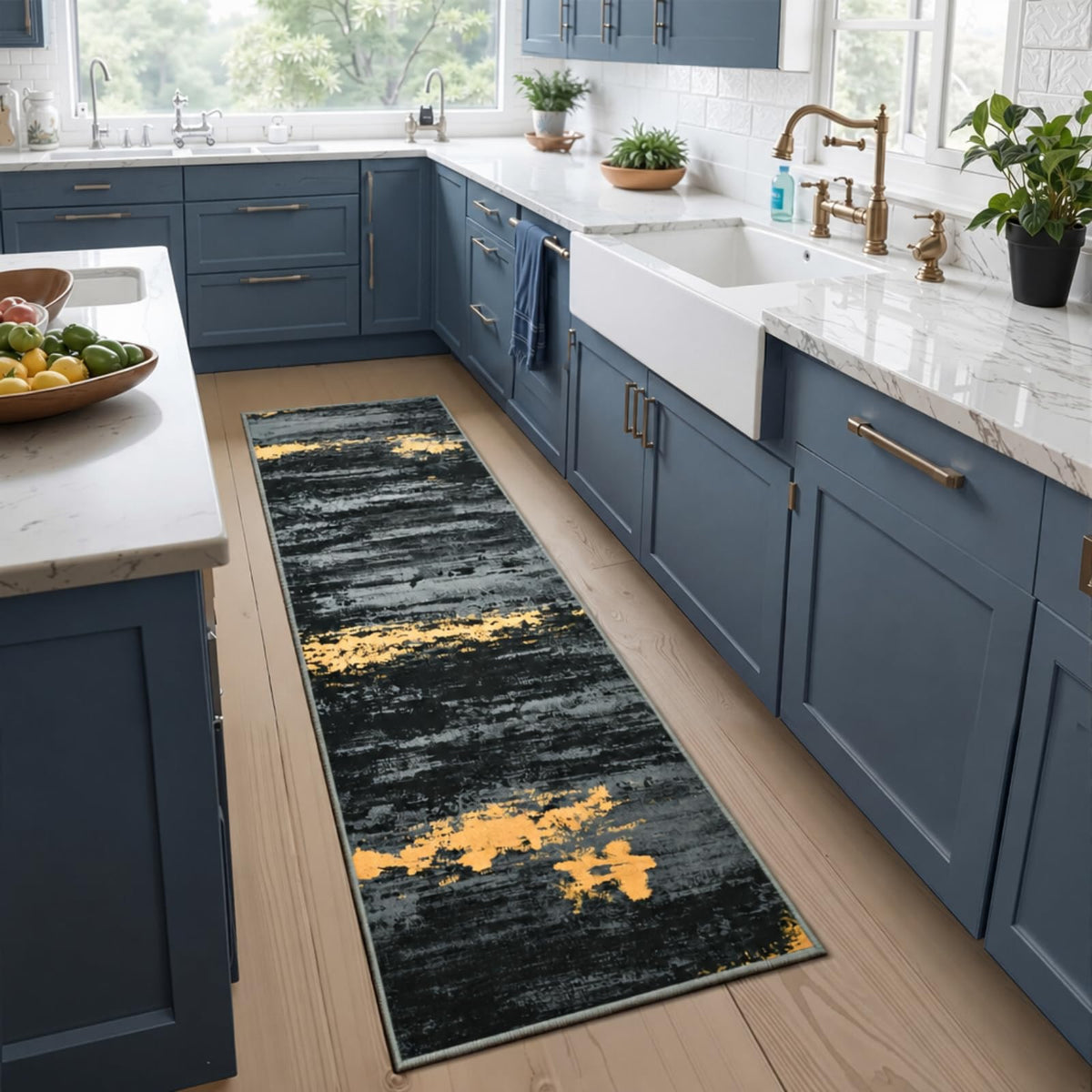 Toneed 4'x6' Washable Area Rugs for Bedroom Living Room, 48"x72" Grey