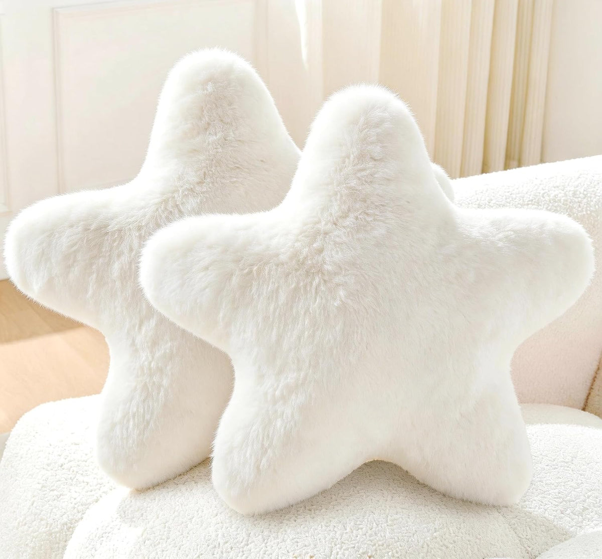Set of 2 Star Pillow Room Decor Home Decor Throw Pillows,White 15"