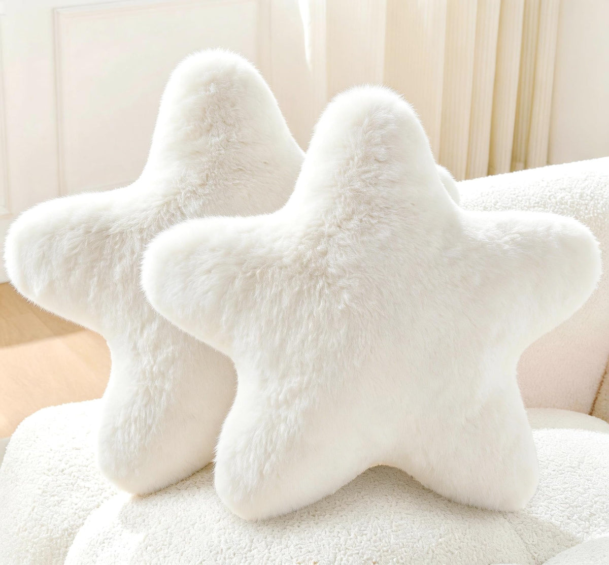 Set of 2 Star Pillow Room Decor Home Decor Throw Pillows,White 15"