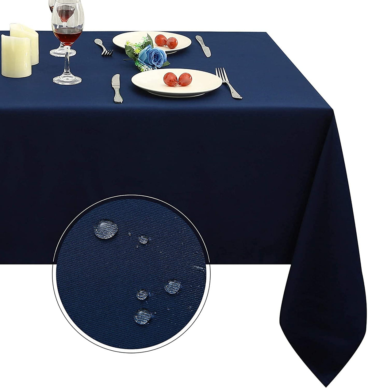 Obstal Rectangle Table Cloth, Navy Blue, 60 x 84 Inch
