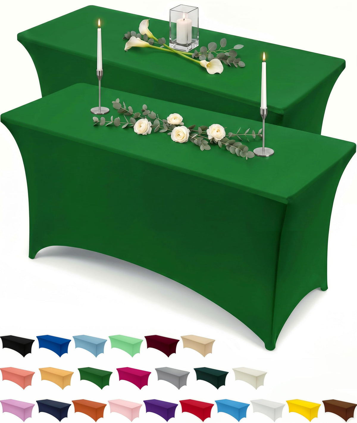 Utopia Kitchen Spandex Tablecloth 2 Pack [6FT, Black] Tight, Fitted, Washable and Wrinkle Resistant Stretch Rectangular Patio Table Cover for Event, Wedding, Banquet & Parties [72Lx30Wx30H Inch]