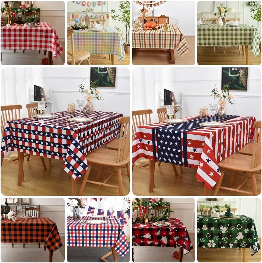 Waterproof Checkered Tablecloth Fabric - Rectangle 58x84 Inch Classic Gingham Buffalo Plaid Table Cloth for Indoor/Outdoor Use - Washable Table Cover for Kitchen, BBQs, and Parties