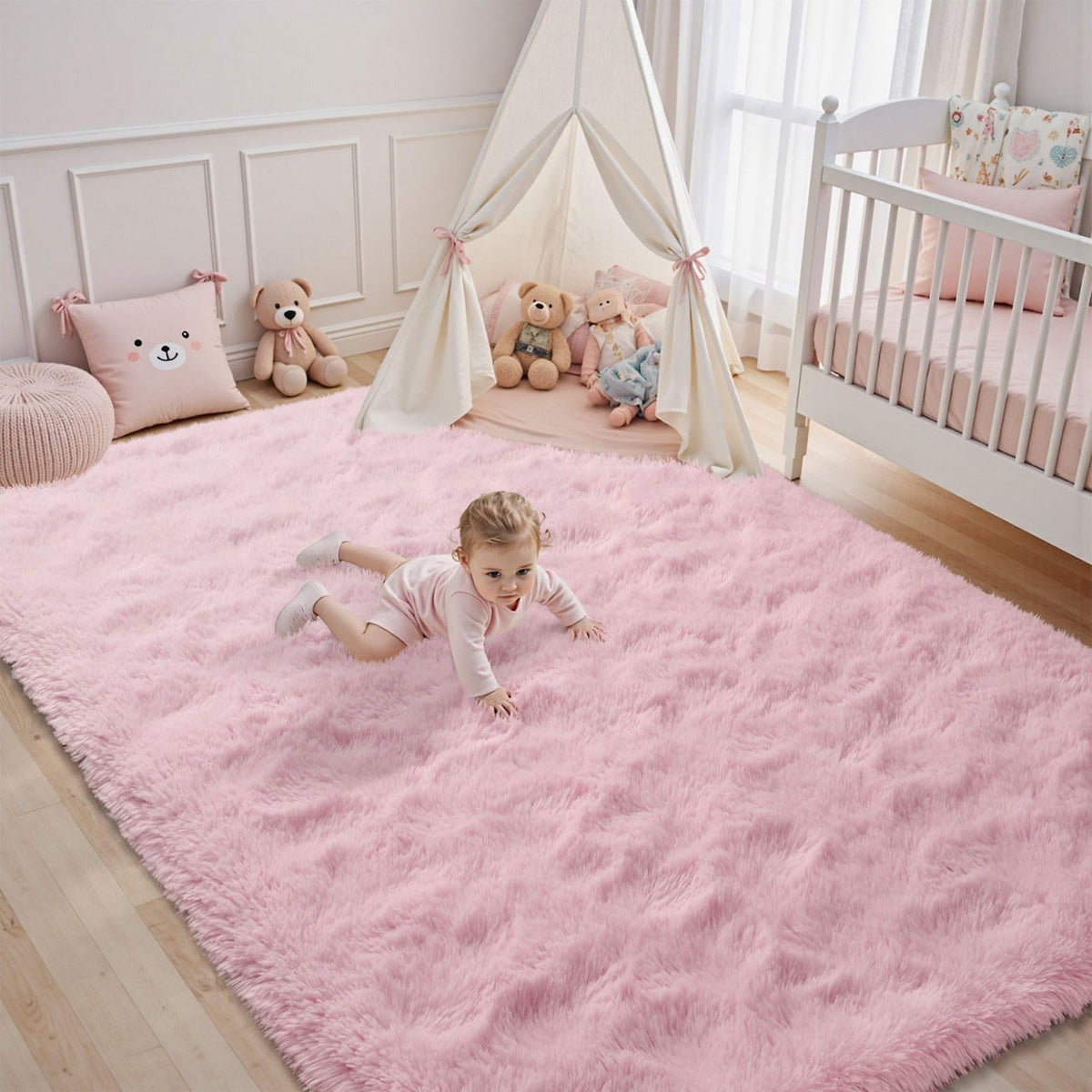 5x7 Black Area Rugs for Living Room, Large Fluffy Shag Bedroom Rugs Non-Slip, Ultra Soft Plush Carpet for Nursery Kids PlayRoom Dorm Office Indoor Modern Carpets