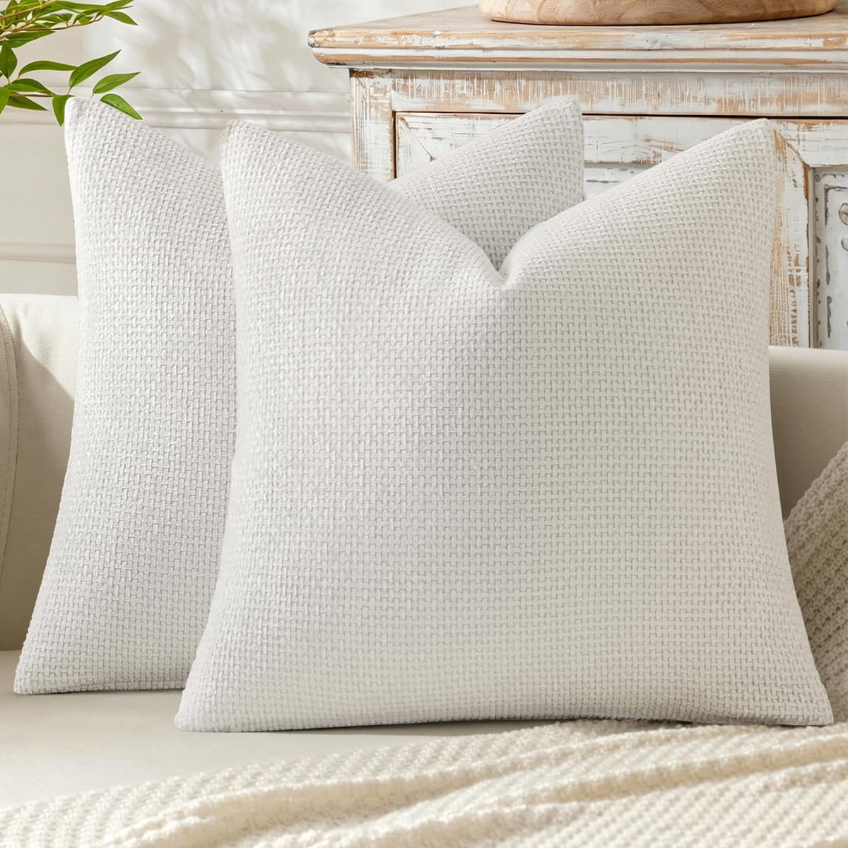 MIULEE Decorative Couch Throw Pillow Covers 18x18 Inch Coastal Blue 2 Pack