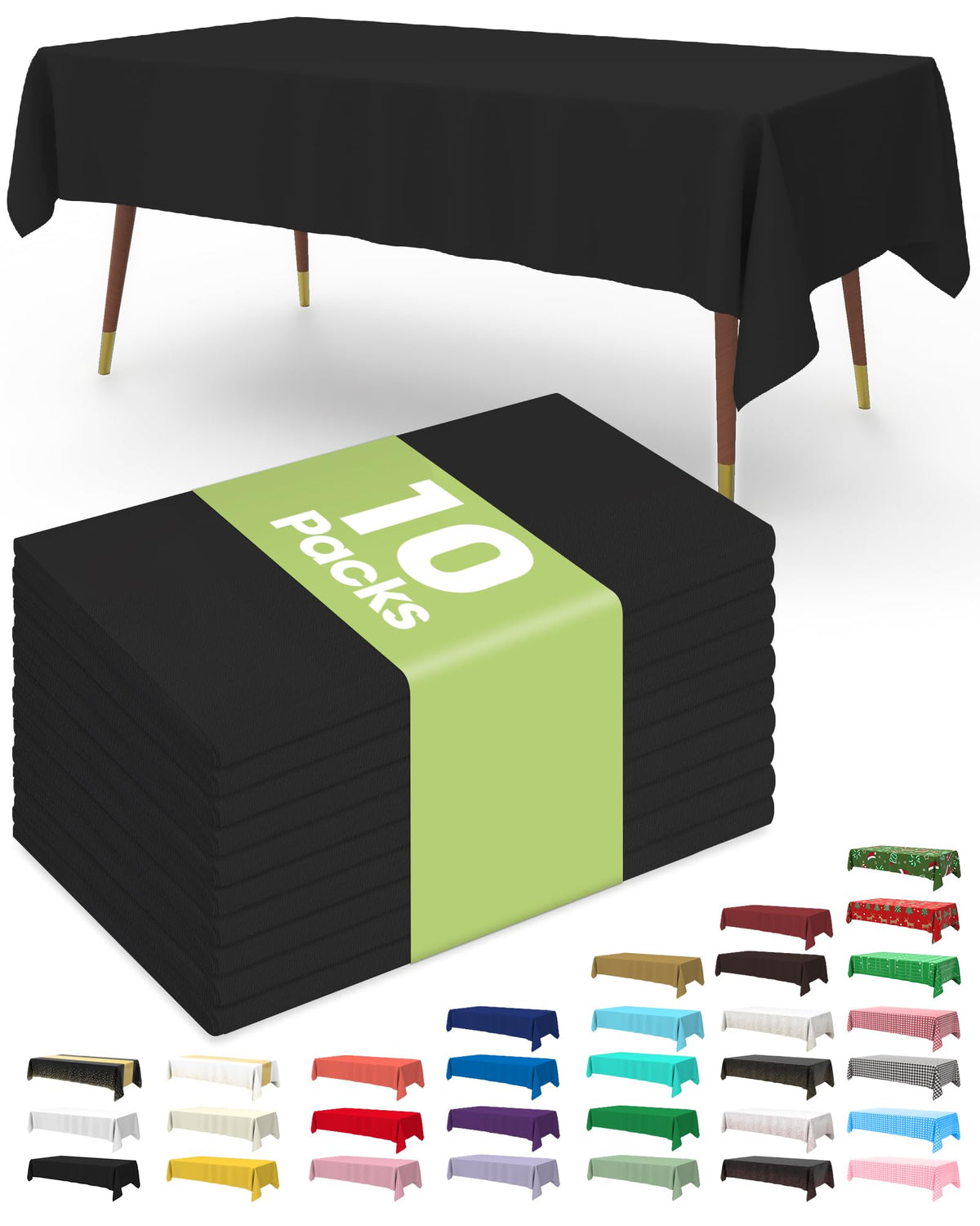 Pureegg Plastic Table Cloth Disposable 54x108 Inch 10 Pack, White