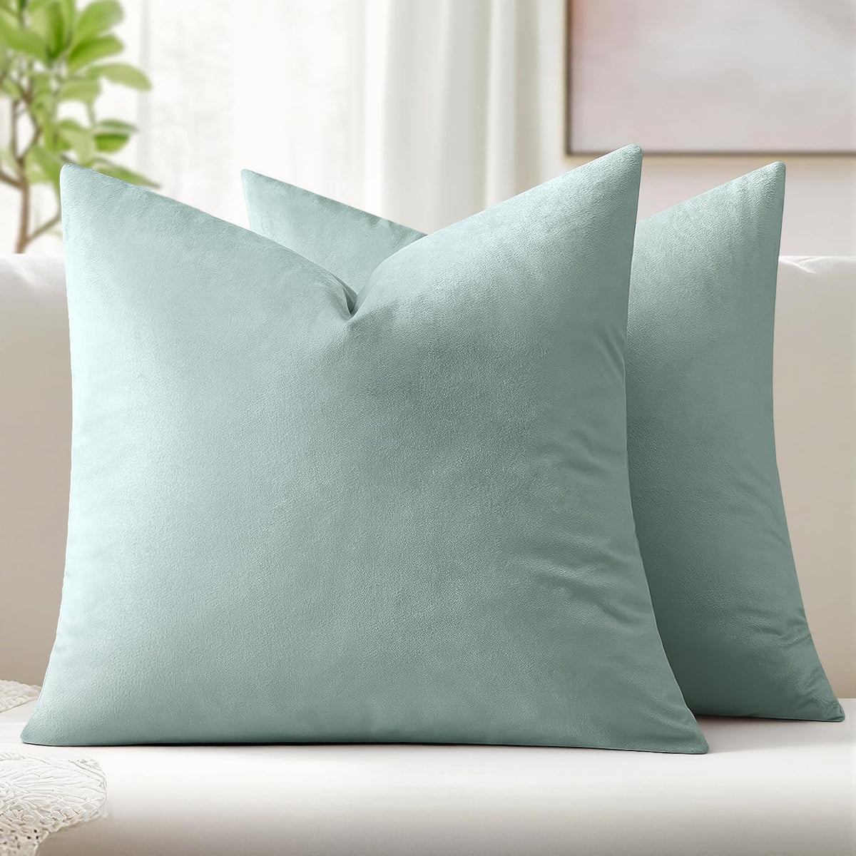 MIULEE Velvet Throw Pillow Covers 18x18 Inch Pack of 2 Dark Blue