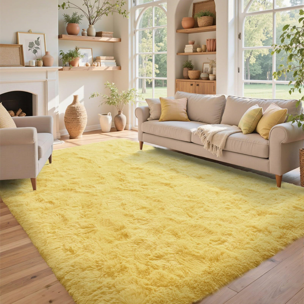 5x7 Black Area Rugs for Living Room, Large Fluffy Shag Bedroom Rugs Non-Slip, Ultra Soft Plush Carpet for Nursery Kids PlayRoom Dorm Office Indoor Modern Carpets