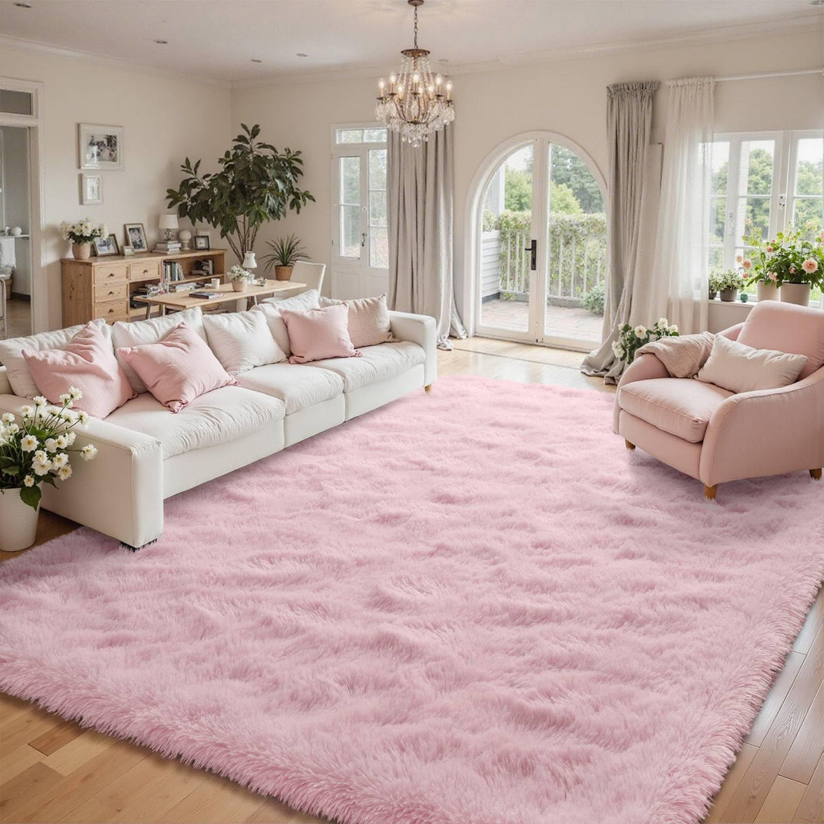 5x7 Black Area Rugs for Living Room, Large Fluffy Shag Bedroom Rugs Non-Slip, Ultra Soft Plush Carpet for Nursery Kids PlayRoom Dorm Office Indoor Modern Carpets