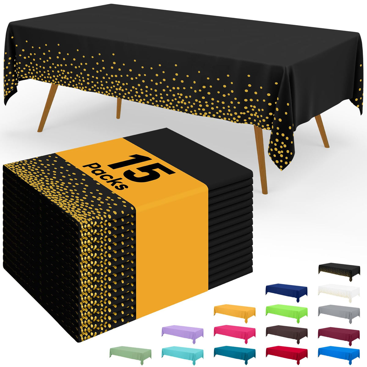 Smiry Disposable Table Cloth - 6 Pack, 54 x 108 Inch Waterproof Rectangle Tablecloths for Parties, Decorative Plastic Table Cover, Leakproof & Sturdy, White