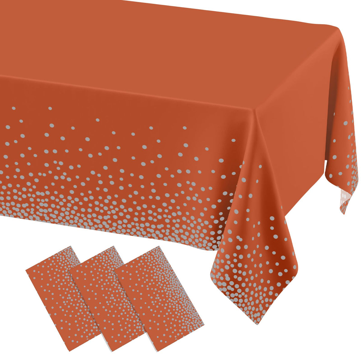 misaya 3 Packs Dot Disposable Table Cloth, 54 x 108 Inch Waterproof Plastic Tablecloth, Rectangle Gold Dots in White Table Covers for Picnic, Birthday, Party and Back to School