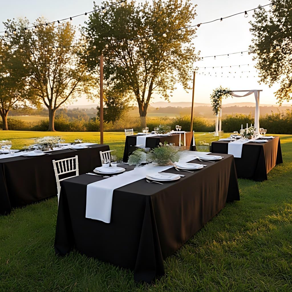 Surmente 90x132 Inch Black Tablecloth for 6-8 Foot Rectangle Tables