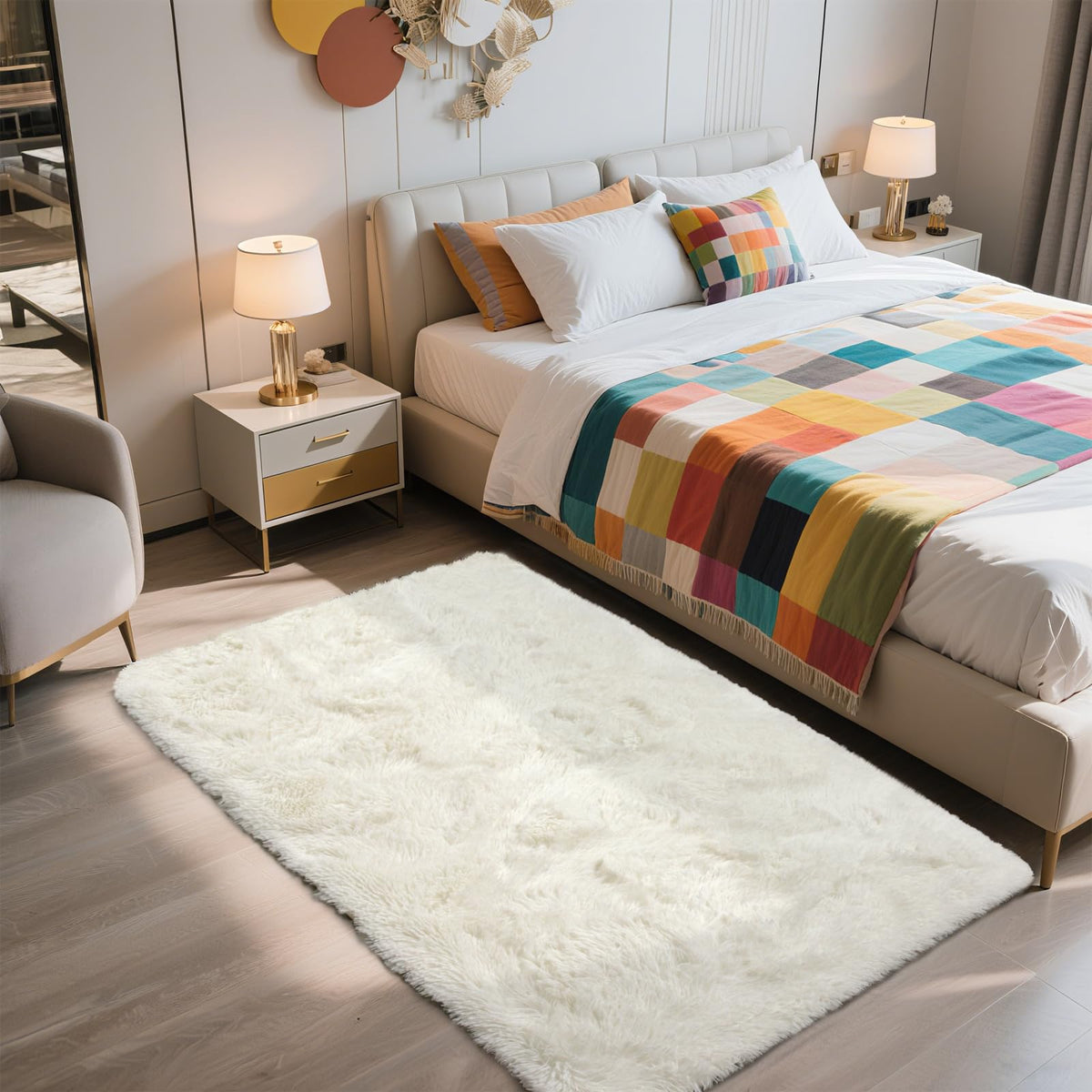 6x9 Black Fluffy Area Rug for Living Room,Large Shag Area Rugs for Bedroom