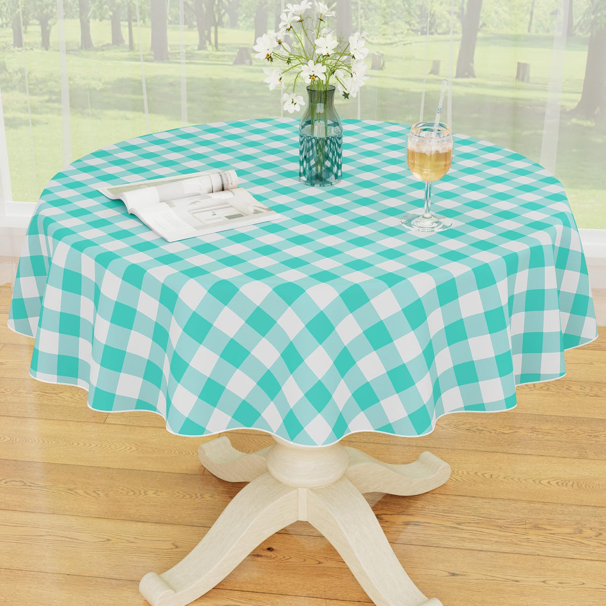 Smiry Picnic Table Cloth, Vinyl Tablecloths with Flannel Backing, 60"x84"