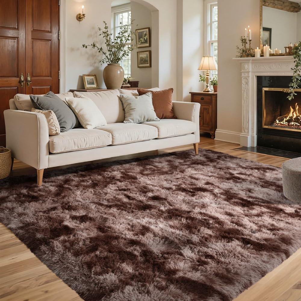 5x7 Black Area Rugs for Living Room, Large Fluffy Shag Bedroom Rugs Non-Slip, Ultra Soft Plush Carpet for Nursery Kids PlayRoom Dorm Office Indoor Modern Carpets