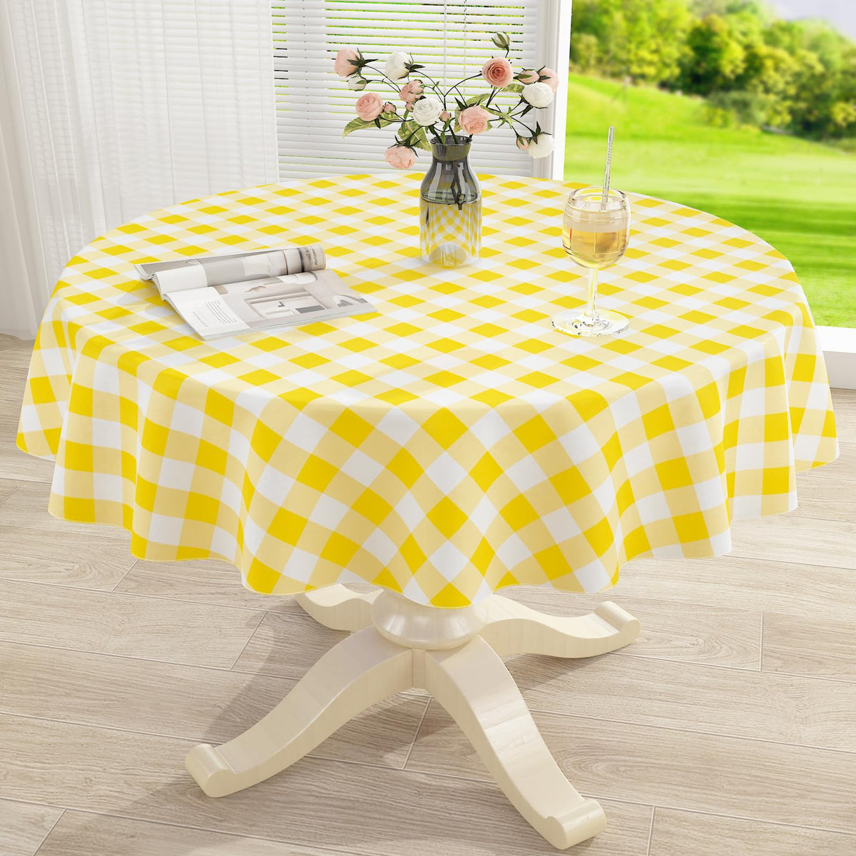 misaya Rectangular Waterproof Vinyl Table Cloth, Flannel Backed Tablecloth