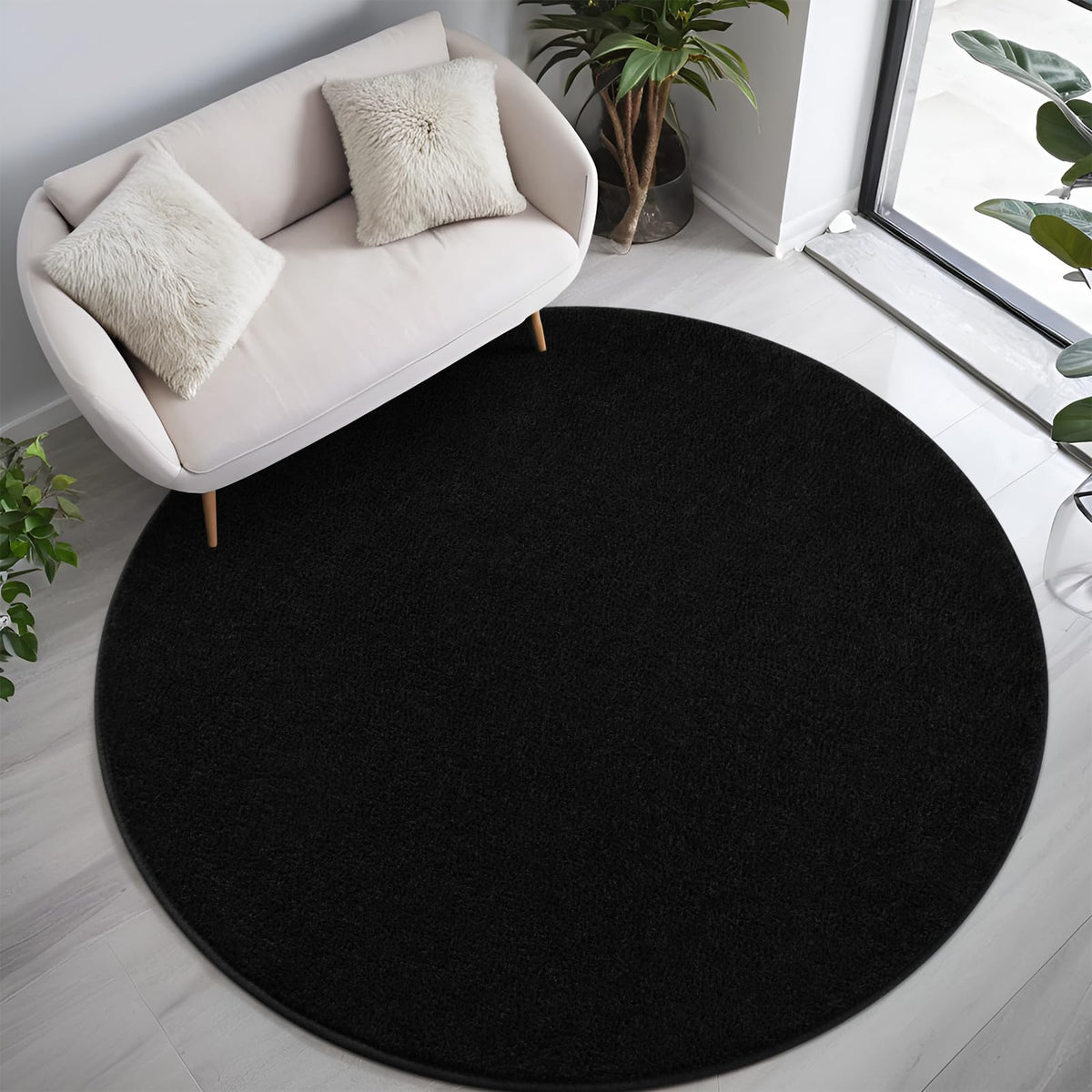5x7 Black Area Rug Modern Aesthetic Minimalist