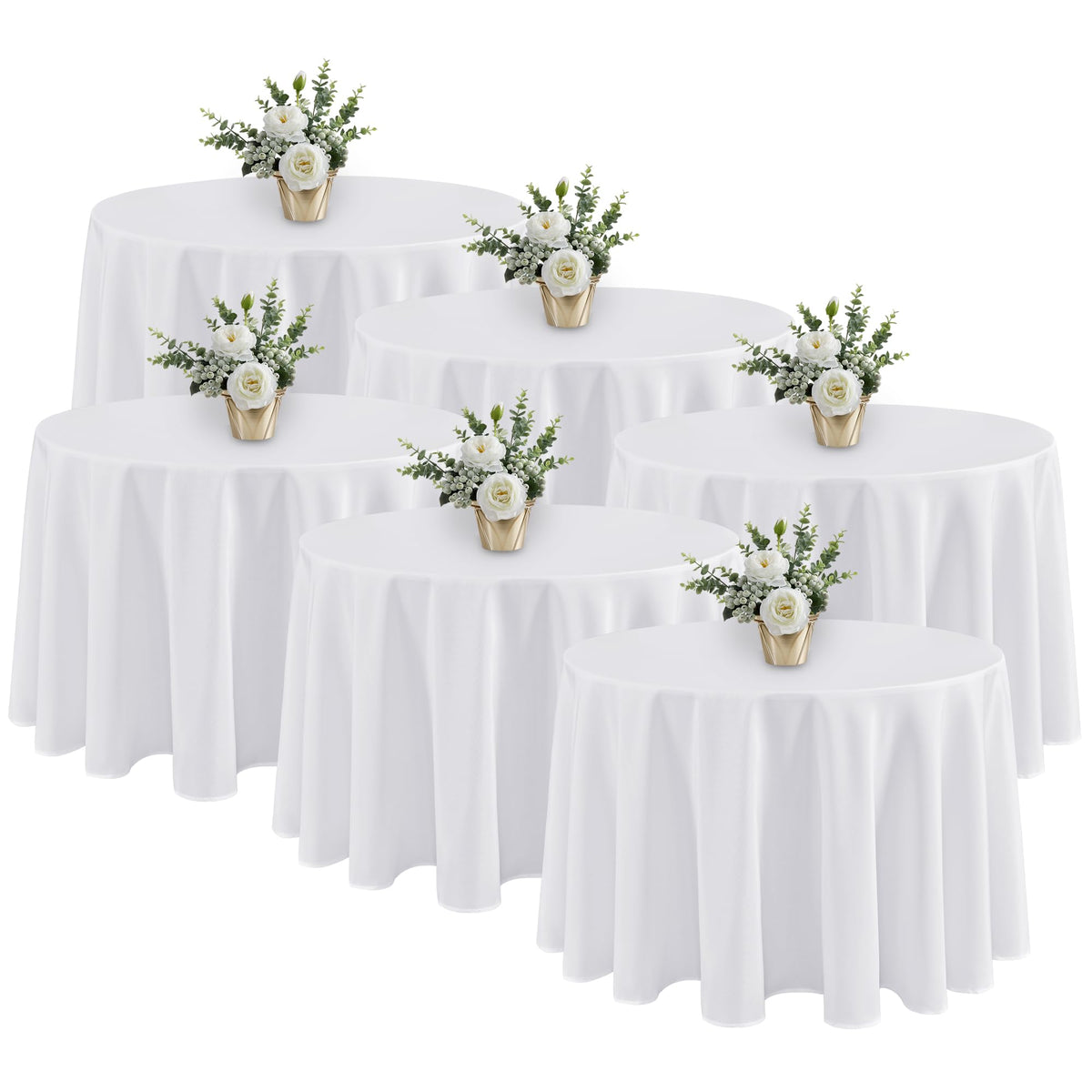 Fitable 6 Pack White Table Cloths 70x120 Inch for 6-8 Ft Rectangle Tables