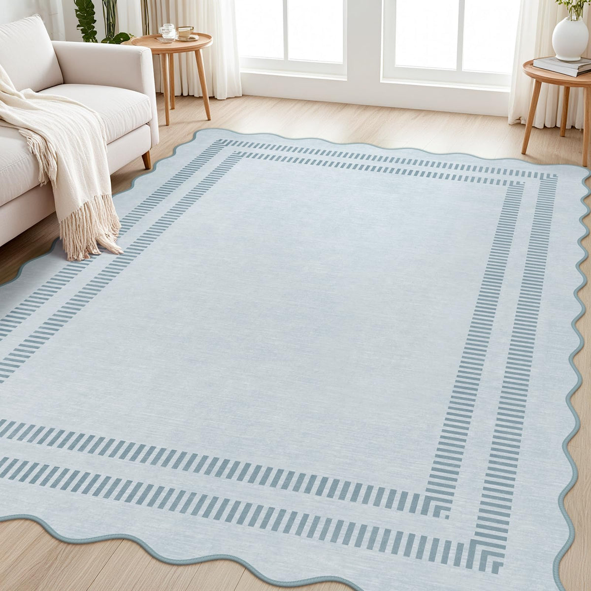 Area Rugs 5x7 Living Room Washable Modern Rug, Neutral Beige Soft Non Slip Rugs Ultra-Thin Indoor Carpet for Bedroom Dining Room Nursery Home Office