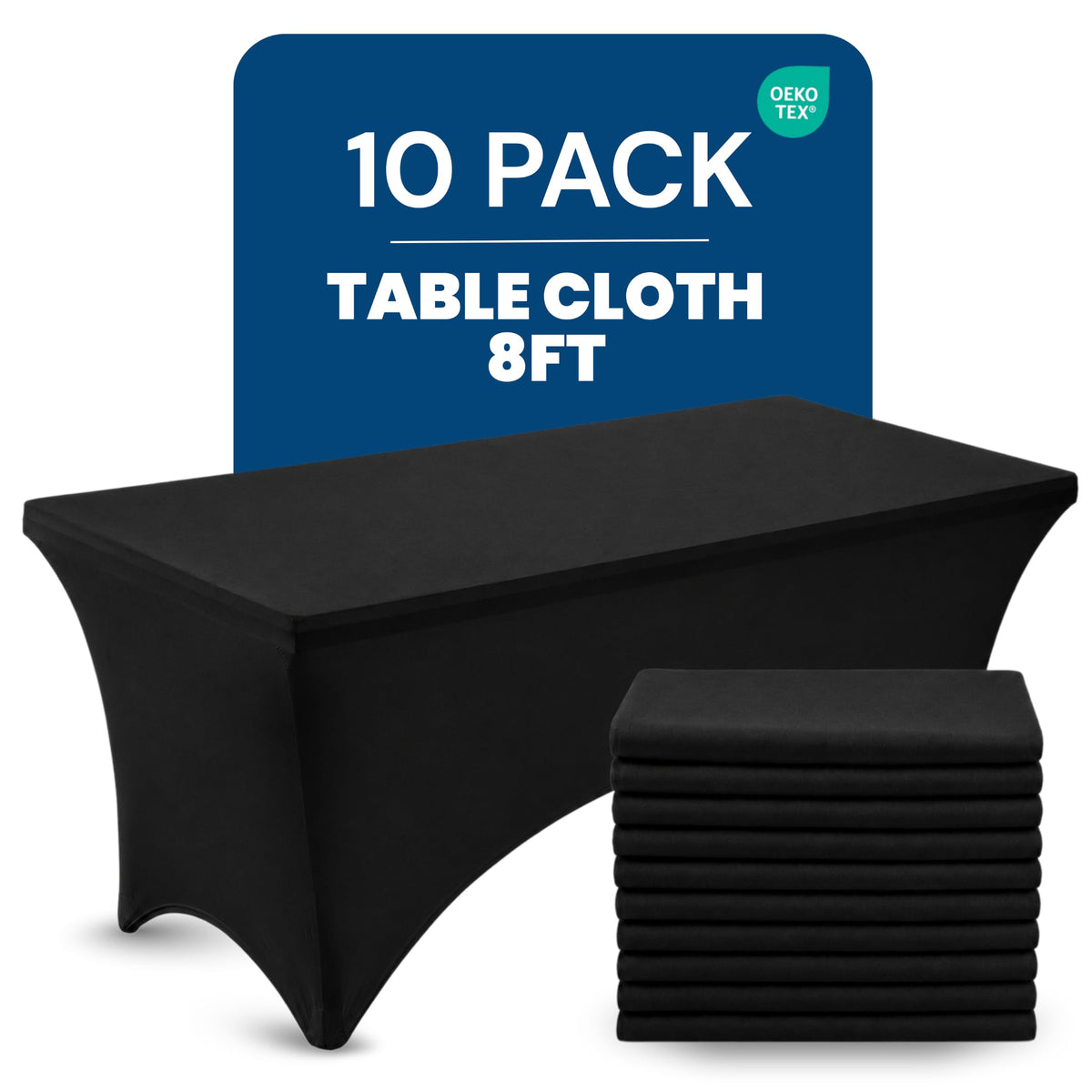 Utopia Kitchen Spandex Tablecloth 2 Pack [6FT, Black] Tight, Fitted, Washable and Wrinkle Resistant Stretch Rectangular Patio Table Cover for Event, Wedding, Banquet & Parties [72Lx30Wx30H Inch]