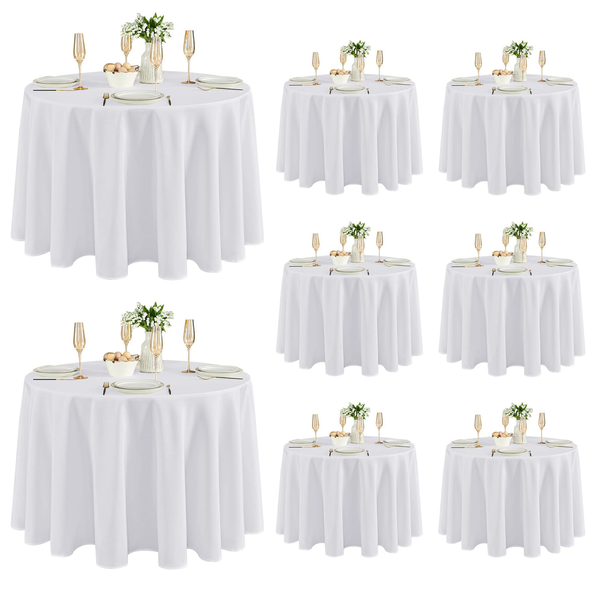 Fitable 6 Pack White Table Cloths 70x120 Inch for 6-8 Ft Rectangle Tables