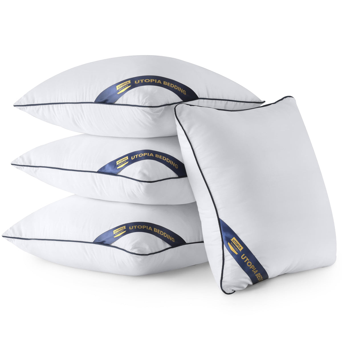 Premium Piping Throw Pillows 18x18, Decorative Pillow Inserts, 2-Pack