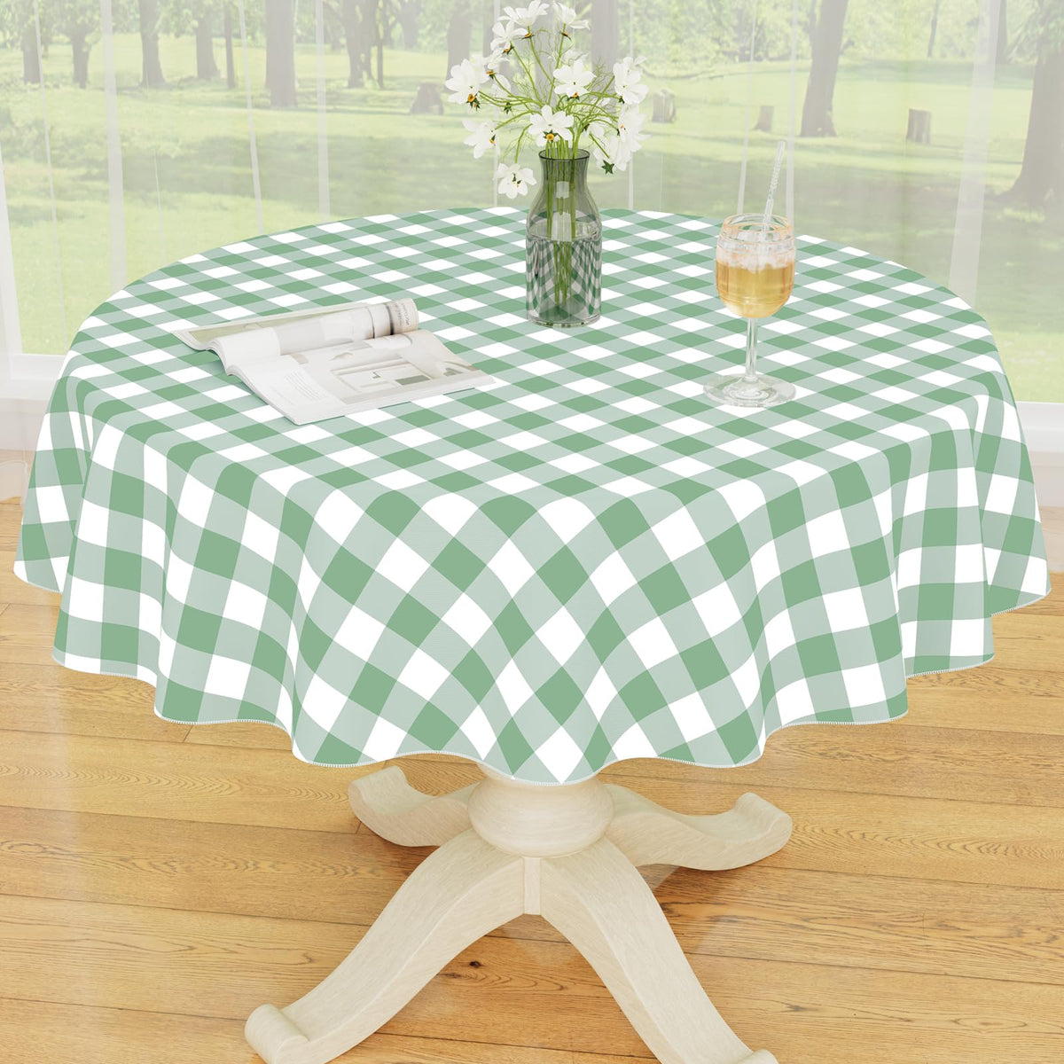 Smiry Picnic Table Cloth, Vinyl Tablecloths with Flannel Backing, 60"x84"