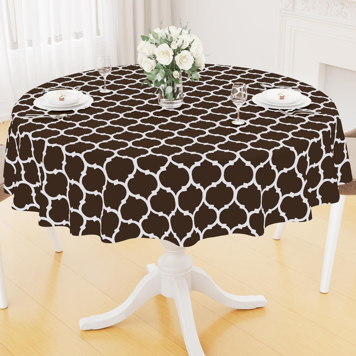Smiry Rectangle Table Cloth, Flannel Backed Vinyl Tablecloth, 60"x84"