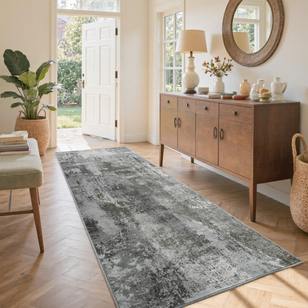 6x9 Ft Large Area Rugs for Living Room, Soft Non-Slip Washable Rugs Modern Abstract Pattern Carpet for Bedroom Indoor Floor Nursery Home Decor (Blue)
