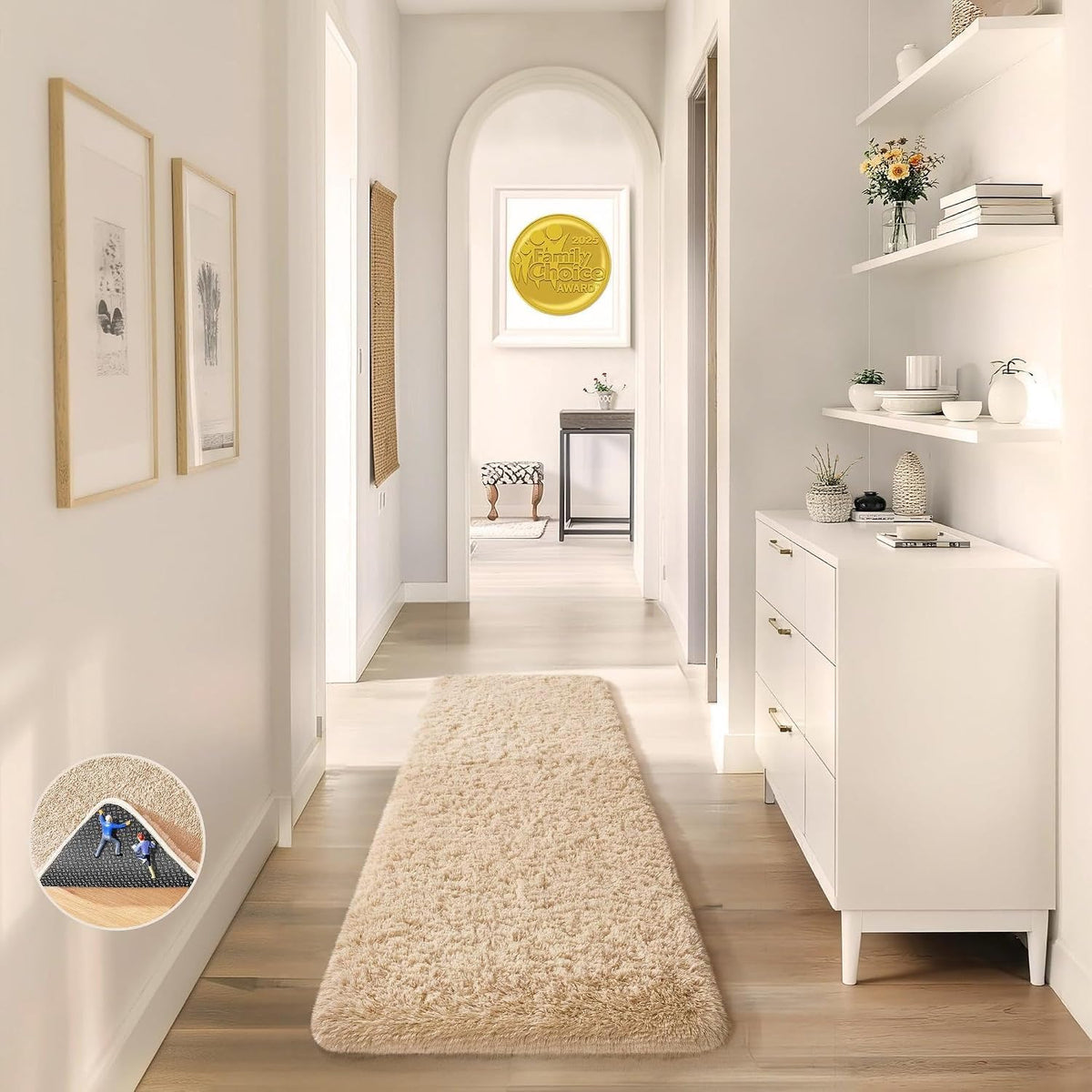 Ophanie Area Rugs for Bedroom, Christmas Upgrade Non-Slip Ivory Fluffy Soft Shag Living Room Carpet, Indoor Floor 4x6 Fuzzy Shaggy Plush Nursery Rug for Kids Dorm Decor with Over 99 pcs Pile fibers