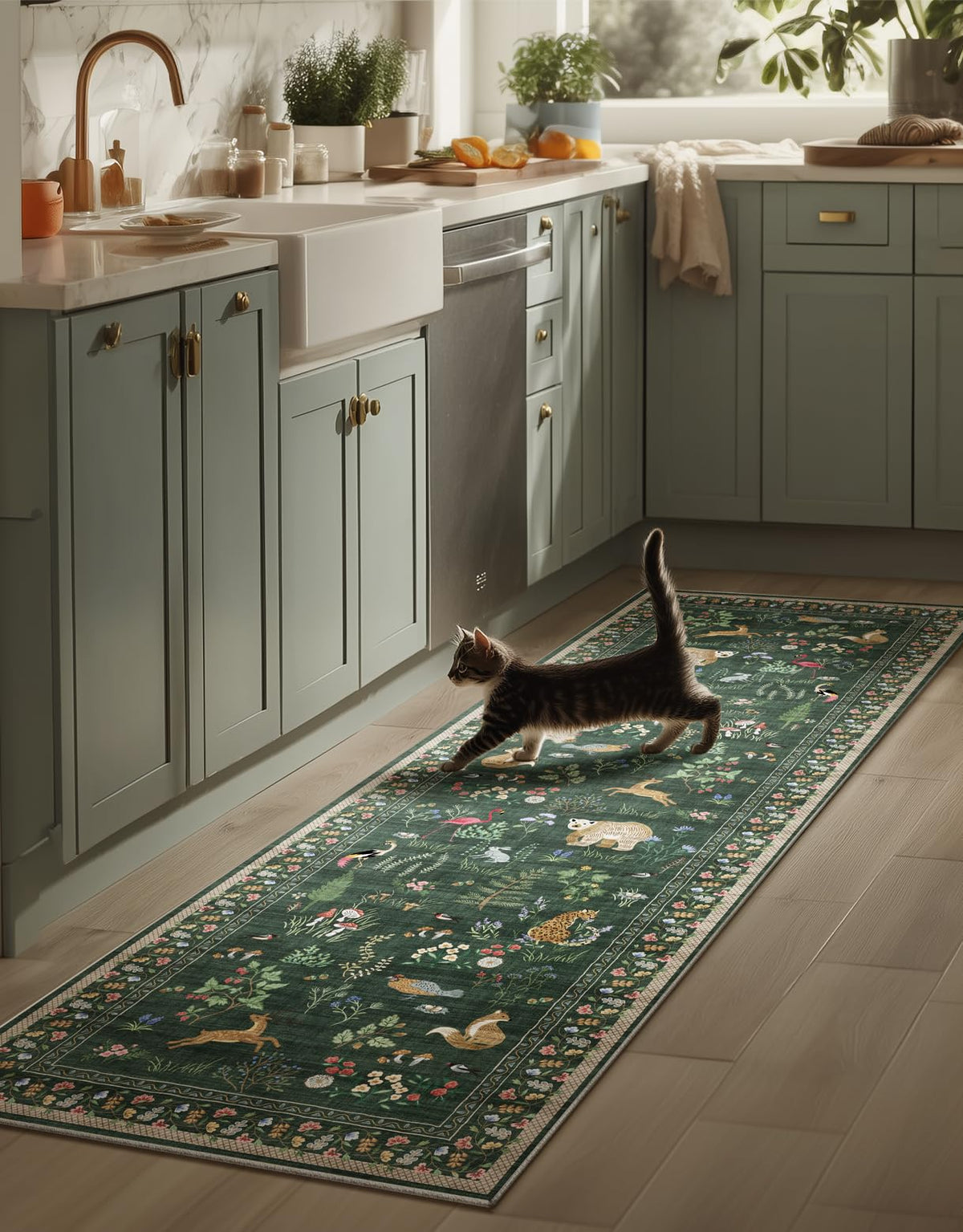 Washable Area Rugs for Living Room: 9x12 Area Rug for Bedroom Vintage Stain Resistant Non Slip Low Pile Lightweight Soft Carpet for Kitchen Dining Room Farmhouse Kids Room Nursery
